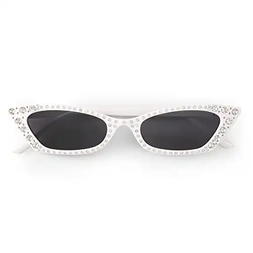 xo, Fetti White Bedazzled Cat Eye Sunglasses | White Bachelorette Party Favor, Bridesmaid Sunnies Gift, y2k Birthday Party Decorations + Cool Halloween Costume