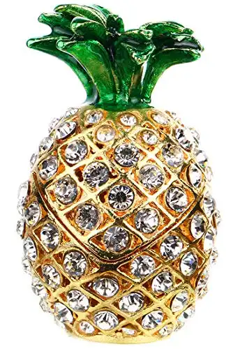 YU FENG Bling Pineapple Trinket Boxes Hinged Crystal Jeweled Enamel Trinket Jewelry Box Collectibles Gifts