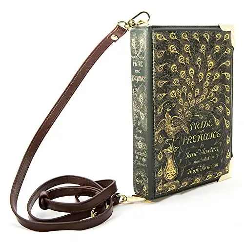 Well Read Pride and Prejudice by Jane Austen Green Book Themed Purse for Literary Lovers - Ideal Literary Gift for Book Club, Readers, Authors & Bookworms - Handbag & Crossbody Bag