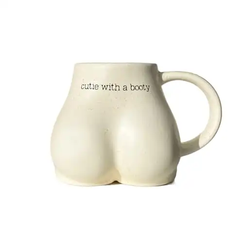 Butt Funny Coffee Mug for Women & Friend, Cute Novelty Gifts Butt Shaped 3d Cup, Ceramic Cream Bum Cheeks Booty Mug, Feminine Female Body Mug Vase, Nice Butt Valentine s Gift, 12oz (Cream)