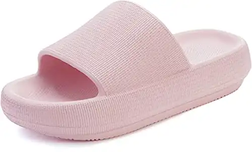 BRONAX Slides for Women Home Soft Summer Pillow Slippers House Sandals for Ladies Female Size 6 Squishy Comfy Cushioned Thick Sole 37-38 Pink