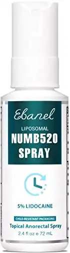 Ebanel 5% Lidocaine Spray Pain Relief Numb520 Numbing Spray with Phenylephrine, Topical Lidocaine Anesthetic Pain Relief Spray with Arginine, Allantoin, Secured with Child Resistant Cap, 2.4 Fl Oz