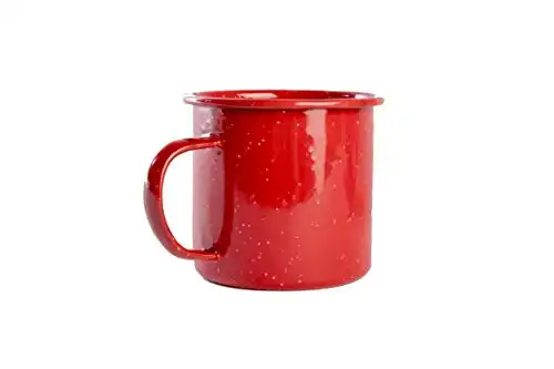 Enamel Mug- Outdoor Camping Mugs - Ideal For Early Morning Coffee Or Cold Beverages- Coffee Mug- 16 Oz (Red)