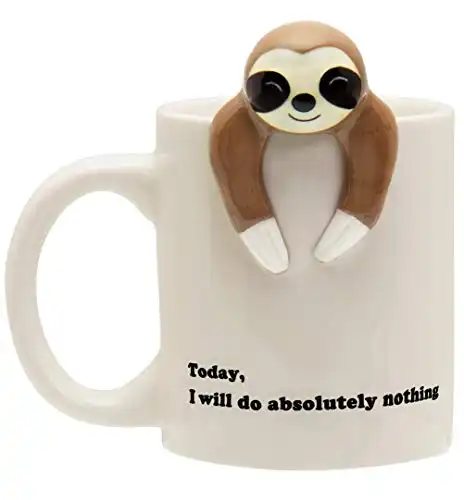 Decodyne Funny Sloth Coffee Mug - Cute Sloth Gifts For Women and Men - White Elephant Gifts for Adults Funny Coworker Office Gifts