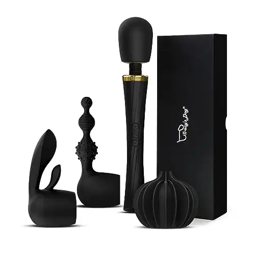 Tracy s Dog Cordless Wand Vibrator Kit 3 Attachments, 5 Vibrations, for Clitoral, G-Spot, Anal Stimulation