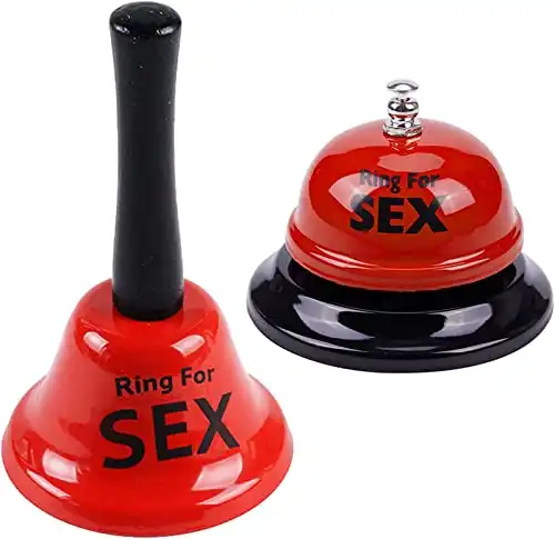 Huqqi 2 Pack Hand Bell Service Bell Bar Counter Top Service Call Bell Ring Reception, Novelty Funny Romantic Toy for Home Ornament Single Party Bells (Red)