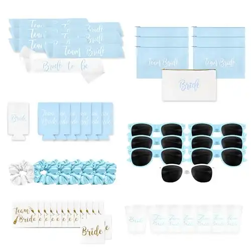 56 pc Blue Bachelorette Party Favors, Last Toast on the Coast Bachelorette Party Decorations, Accessories - Bridesmaid gifts - Bridal Shower Decorations, Bachelorette Cups, Sunglasses, Sash and more