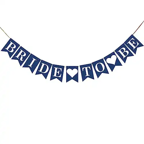 KUNGOON Bride to Be Banner in Navy blue and White,Funny Wedding Bridal Shower Bachelorette Hen Night Party Decorations.