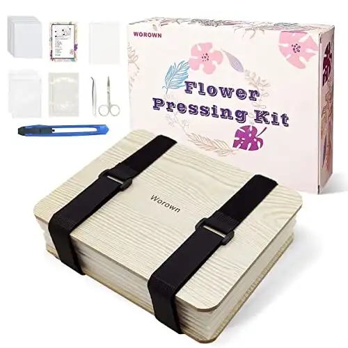 Worown Professional Flower Press Kit, A5 Flower Press, Leaf Press, Plant Press, 6 x 8 inch 6 Layers Nature Press Kit Including Instructions