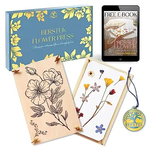 Berstuk Large Flower Press Kit for Adults The Flower Preservation Kit Measures 10.8" x 6.9" Our Plant Press & Leaf Press is a Great Gift for Arts and Crafts Lovers