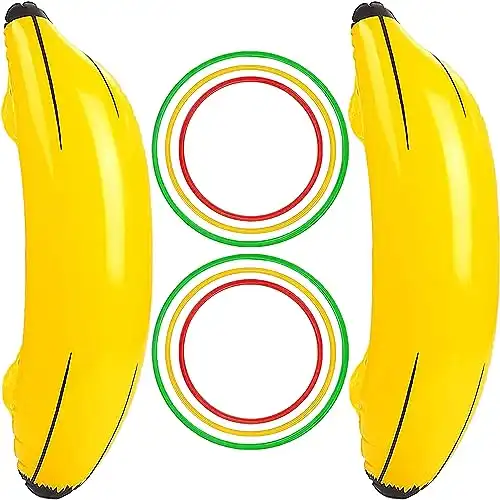 Jishi Inflatable Banana Ring Toss Game, Bachelorette Party Games for Naughty Funny Bridal Shower Engagement Decorations, Summer Water Fun, Pool Toys & Floats, Beach Activities for Adults Women Lesbian