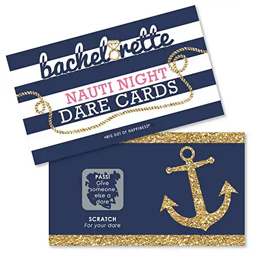 Big Dot of Happiness Last Sail Before the Veil - Nautical Bridal Shower and Bachelorette Party Game Scratch Off Dare Cards - 22 Count