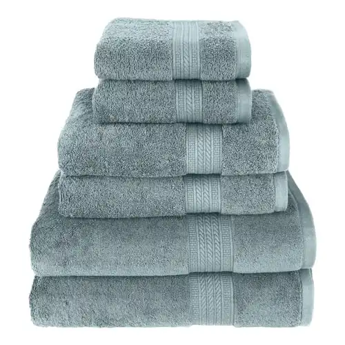 Kaufman - Luxury 100% Cotton Towels | 6 Piece Bath Towel Set | 2 Bath Towels (30 x 54), 2 Hand Towels (16 x 28), 2 Washcloths (13 x 13) | Soft, Absorbent Towels for Bathroom