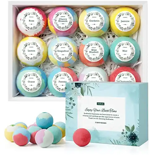 ZenBombs Bath Bombs for Women, 12pcs Handmade Natural Bath Bomb Gift Set, Bath Bomb with Shea Butter & Essential Oils, Amazing Gift for Her, Wife, Girlfriend, Mother