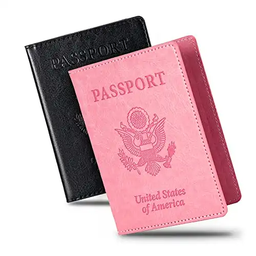 Honmein 2 Pcs Passport holders Ultra Slim passport wallet PU Leather Passport Cover for Women and Men