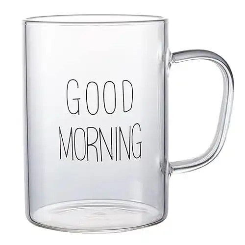 460 ML 15.5 OZ Good Morning Clear Glass Cup For Coffee/Beer/Milk/Tea/Water