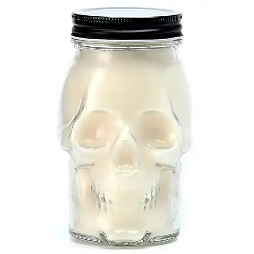 Halloween Skull Candle, Large Skull Candle Gothic Decorations for Home Table Bar Indoor Room,Scary Halloween Decorations Indoor White