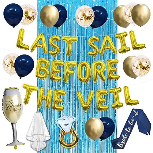 Last Sail Before The Veil Bachelorette Banner Nautical Bachelorette Party Decorations Bachelorette Party Favors Nautical Bridal Shower Decorations Bachelorette Balloons Cruise Bachelorette Party Veil