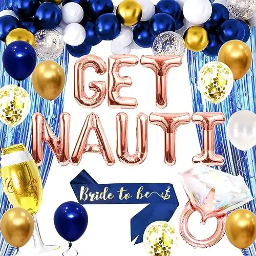 LaVenty Get Nauti Bachelorette Decorations Last Sail before the Veil Bachelorette Decorations Nautical Bridal Shower Decorations Bachelorette Balloons