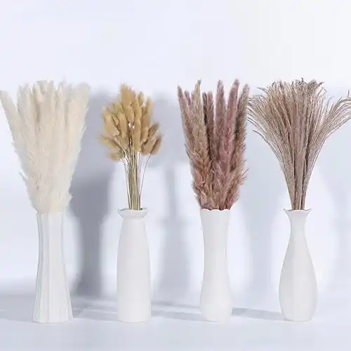 100 pcs Pampas Grass Decor, Home Decorations for Centerpiece Table - Dried Flowers for Wedding, Baby Shower, Western Party - Boho, Farmhouse, Vintage Style - 17