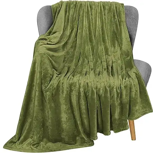 Utopia Bedding Fleece Blanket Throw Size Olive 300GSM Luxury Fuzzy Soft Anti-Static Microfiber Bed Blanket (60x50 Inches)