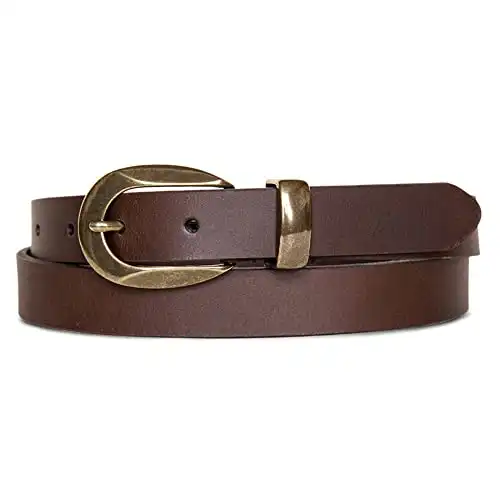 Lucky Brand Women Leather Bold Fashion Statement Belts, Sculpted Buckle-Brown, S (26-27